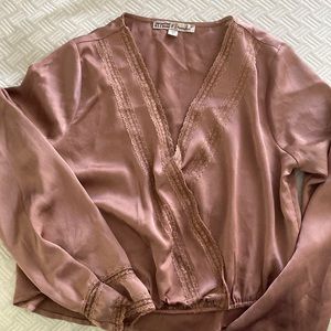 Faux wrap mauve top